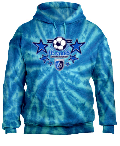 Tie-Dye Blue Pullover Hooded Sweatshirt