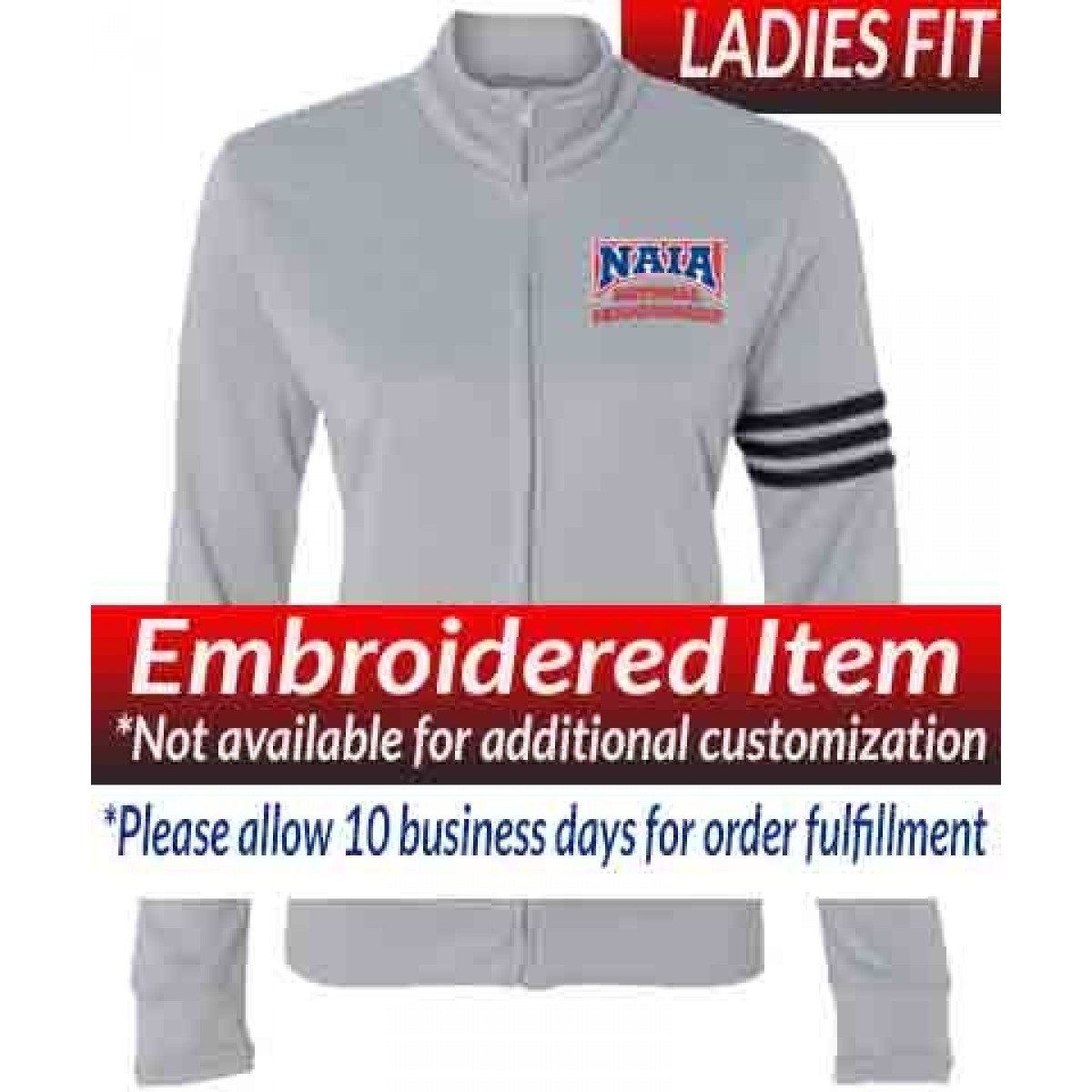  Adidas Ladies Full Zip Jacket  Chrome & Black with NAIA National Championsihp Logo-S