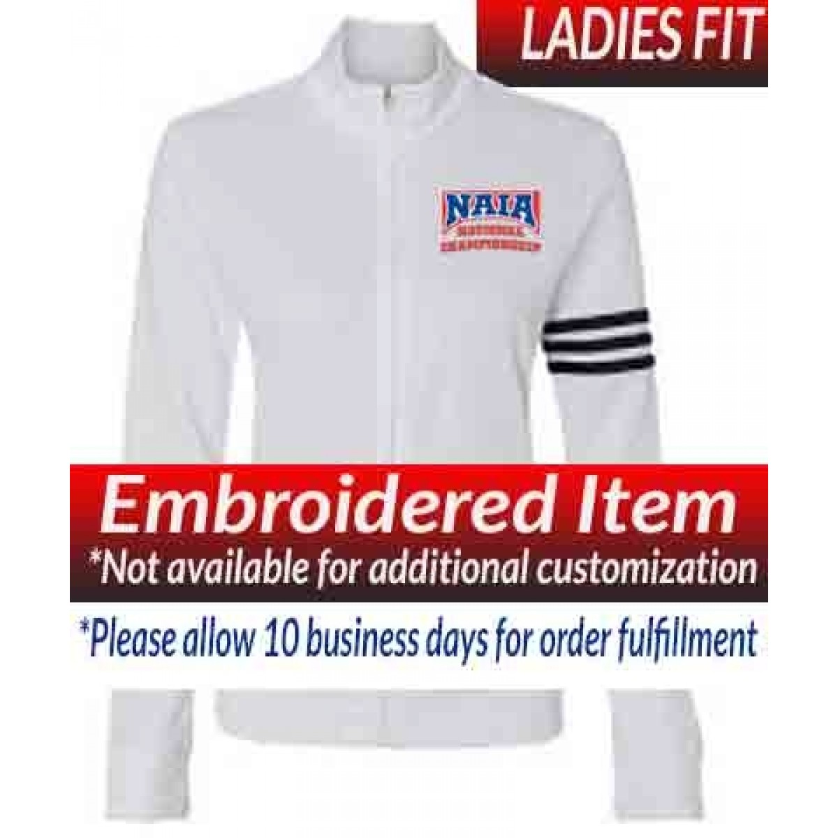 Adidas Ladies Full Zip Jacket  White & Black with NAIA National Championship Logo-M