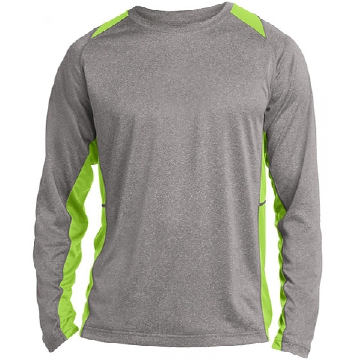 Long Sleeve Performance Tee / Gray w/ Green-Safety Green-S