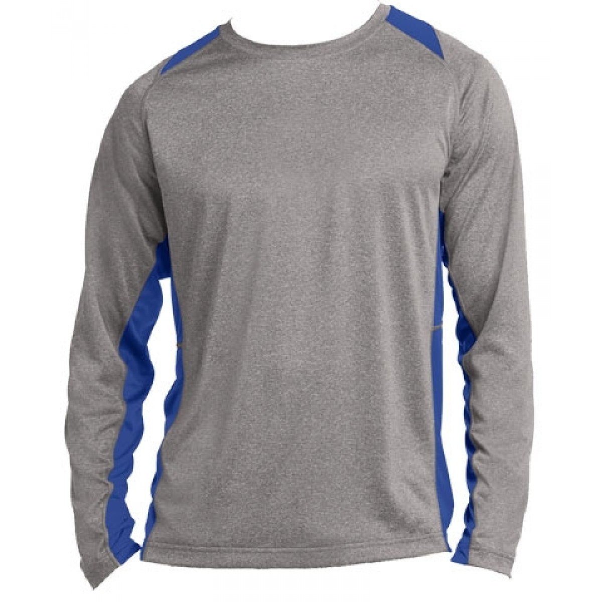 Long Sleeve Heather Colorblock Contender-Royal Blue-XS