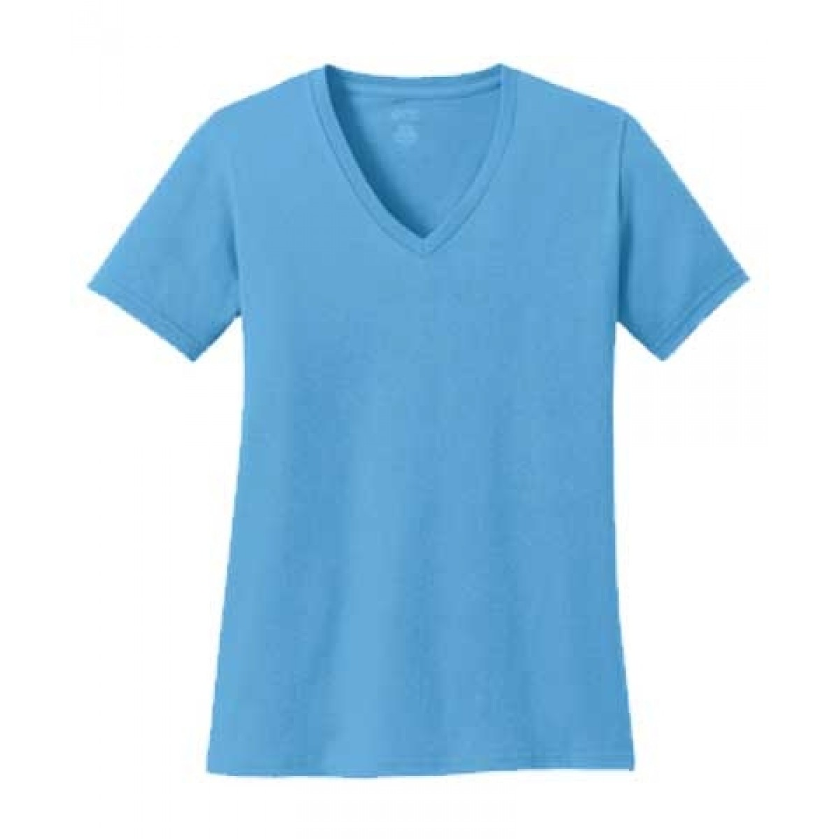 Ladies V-Neck Tee - Click for More Colors-Sky Blue-L