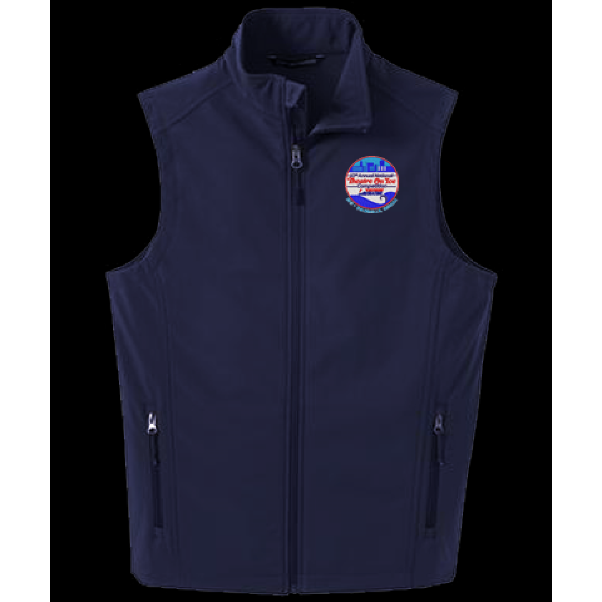 Embroidered Soft Shell Vest-Navy-S