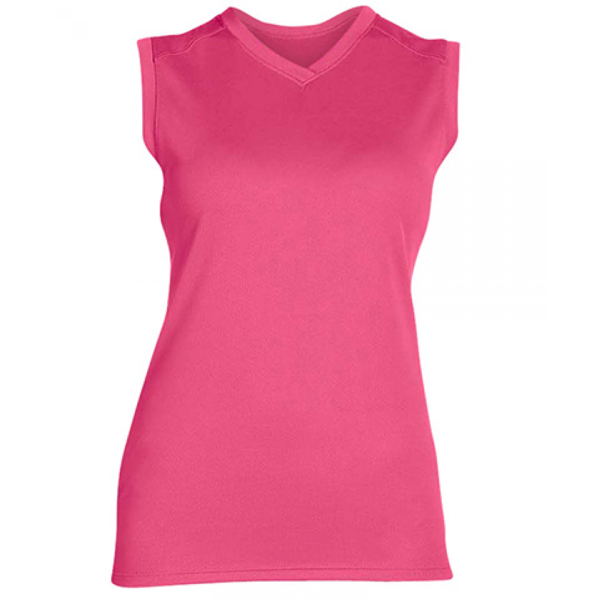 Ladies' Athletic V-Neck Workout T-Shirt-Neon Pink-S