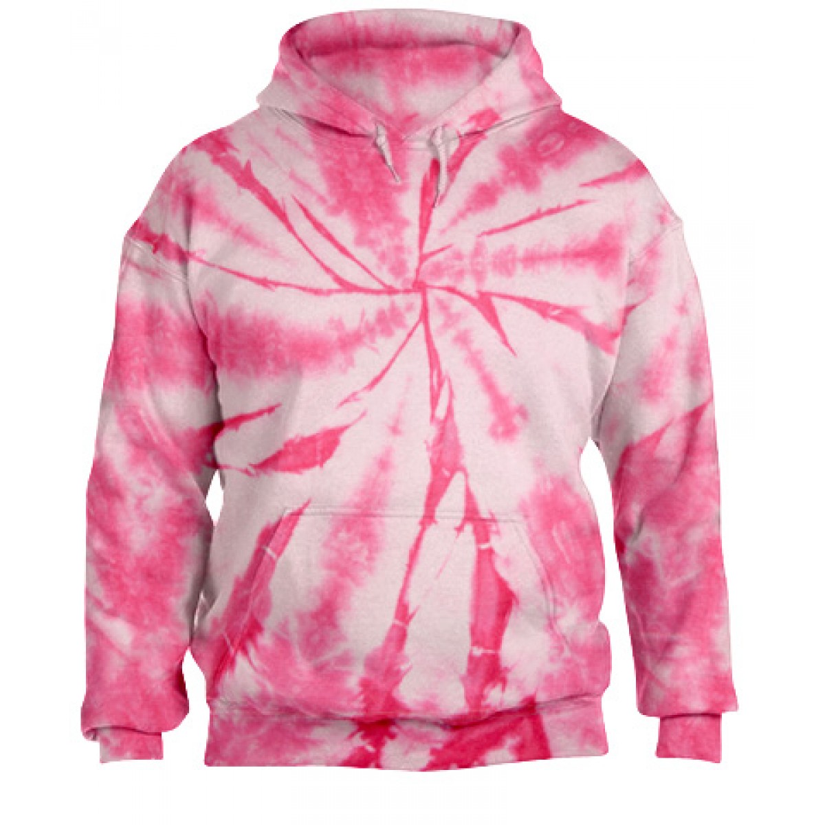 Tie-Dye Pullover Hooded Sweatshirt-Pink-L