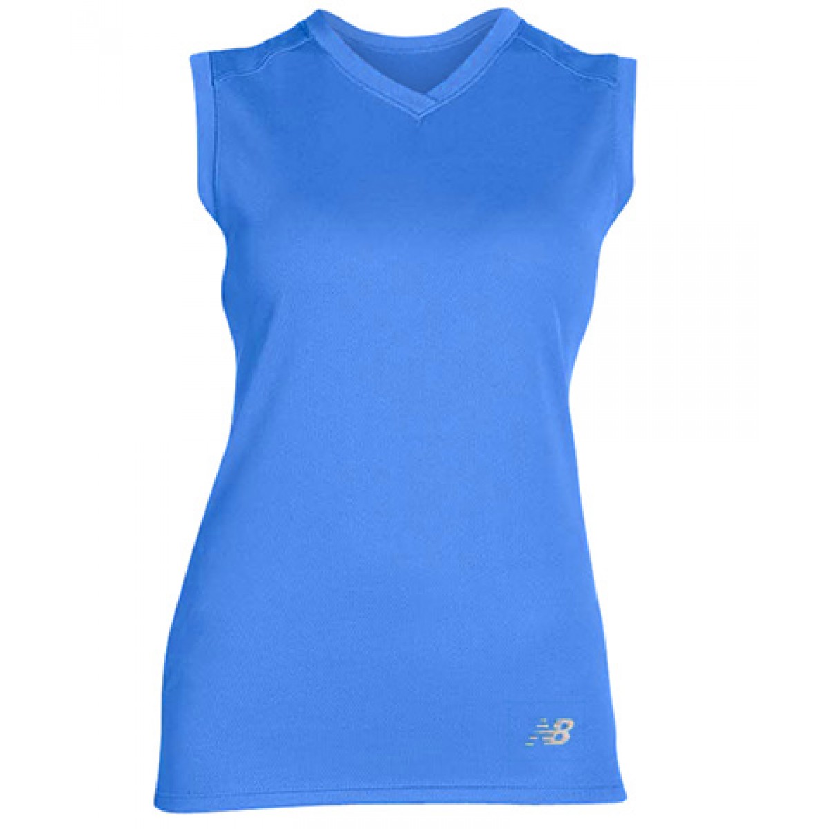 Ladies' Athletic V-Neck Performance T-Shirt-Blue-S