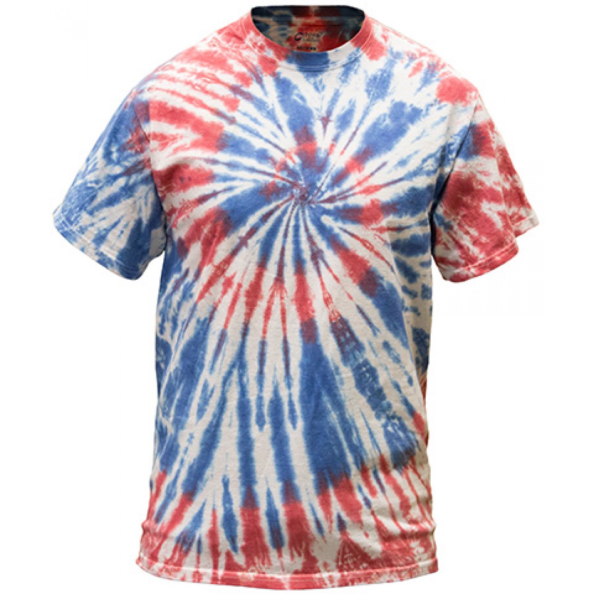 Multi-Color Tie-Dye Tee -Red/White/Blue-L