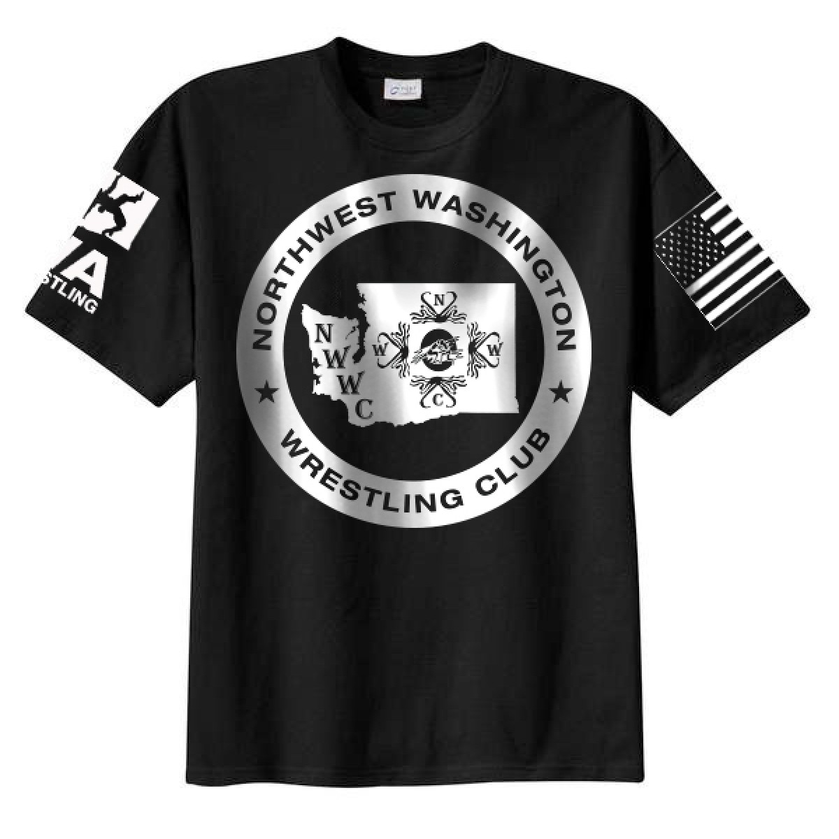 NWWC Black T-shirt With White Logo On The Front-Black-M