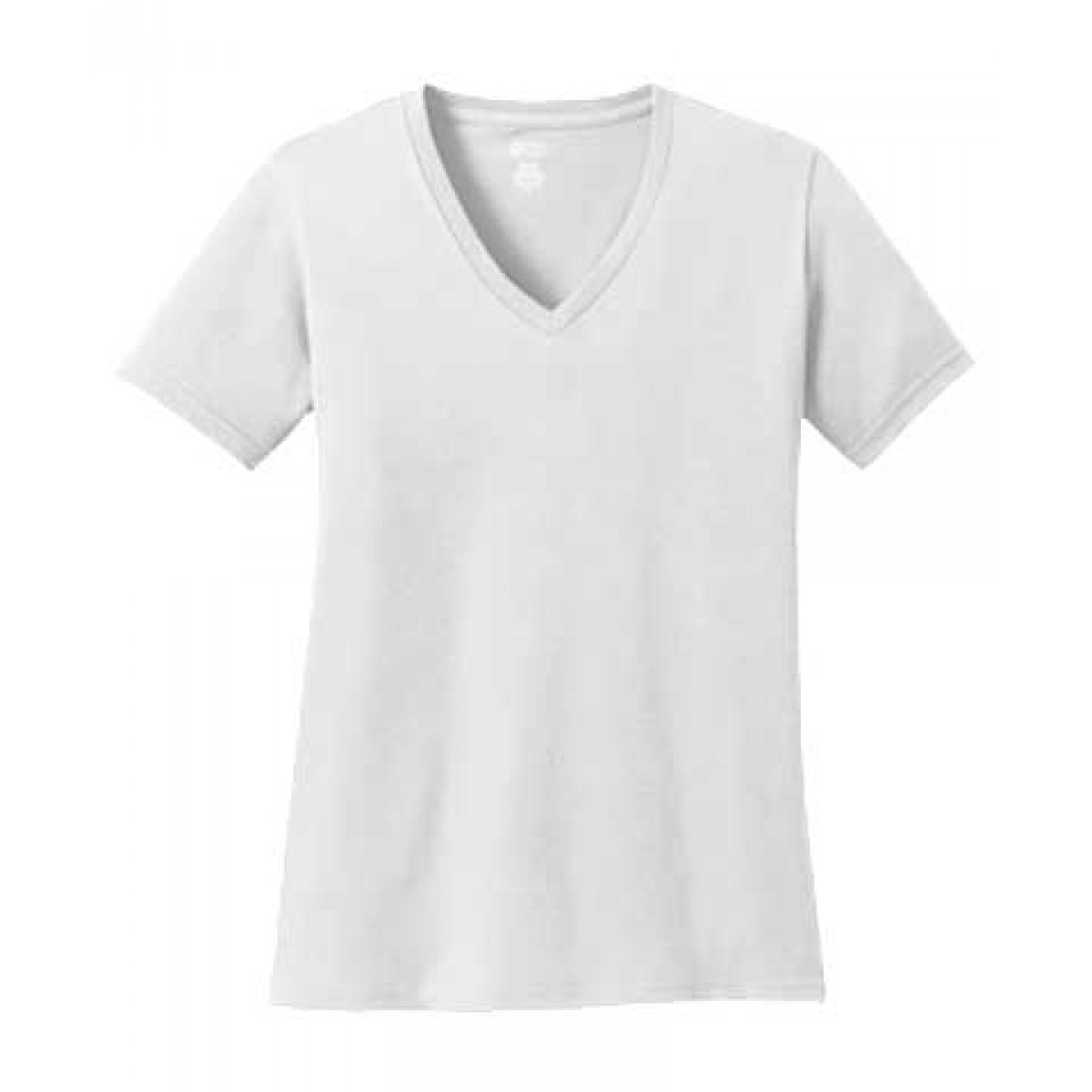 Ladies V-Neck Tee - Click for More Colors-White-S