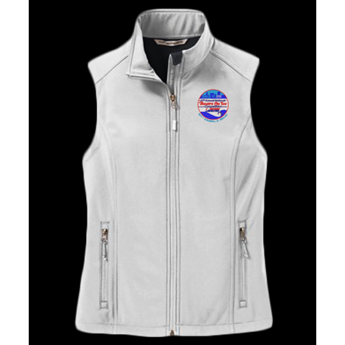 Embroidered Ladies Soft Shell Vest-White-XS