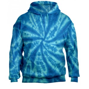 Tie-Dye Blue Pullover Hooded Sweatshirt