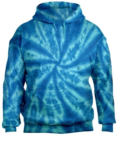 Tie-Dye Pullover Hooded Sweatshirt-Blue-S